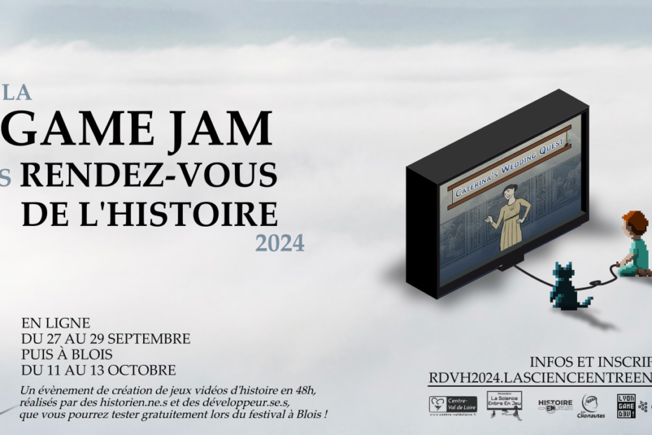 Bannière de la Game Jam des Rendez-vous de l'Histoire 2024